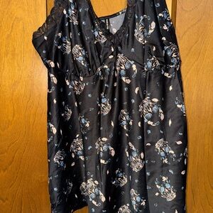 Black Floral Lace Babydoll Nightie